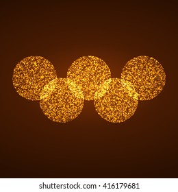 Five circles of bright burning particles. Vector illustration
