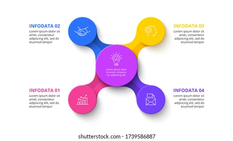 Five circles infographic elements. Business template for presentation. Vector flowchart concept with 5 options or steps.