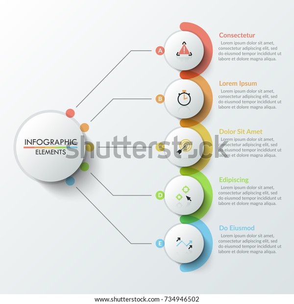 Five Circles Linear Symbols Inside Placed Stock Vector (Royalty Free ...