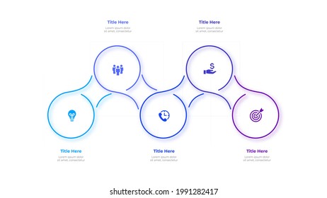 Five circles from thin lines. Infographic for presentations slide. Business concept with 5 options.