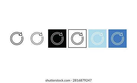 Five circular arrow icons displayed against transparent and colored backgrounds