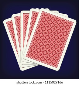 Five closed playing cards - playing cards vector illustration