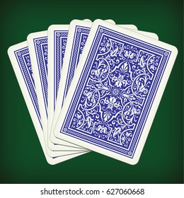 Five closed playing cards - playing cards vector illustration
