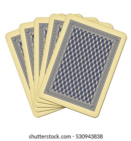 Five closed playing cards - vintage playing cards vector illustration