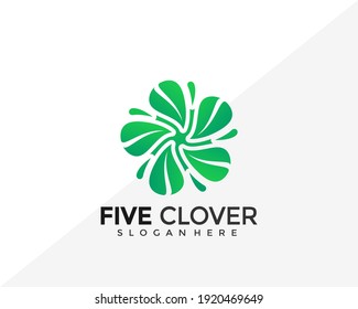 Five Clover Leaf Logo Design. Creative Idea logos designs Vector illustration template