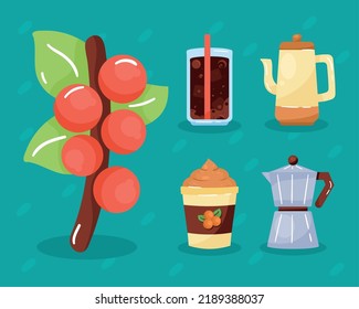 Five Coffee Drink Set Icons