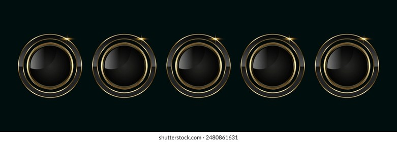 Five collection of circles Luxury button vector, illustration, the  infographic with luxury stoked in Vector template in dark darkground