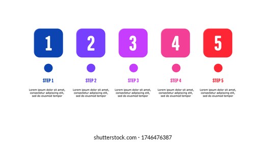 Five color infographic elements. Business template for presentation. Vector flowchart concept with 5 options or steps.