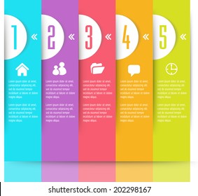five color modern text box for website, icon, numbers.