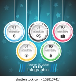 Five color paper business infographic. Vector eps 10