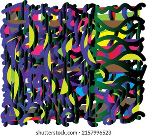 
five color pile of worms abstract