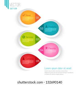 Five colored elements for infographic, white background