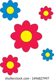 five colored Flowers icons and illustrations 