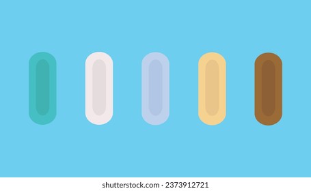 five colored pills isolated on light blue. colorful medicines for health