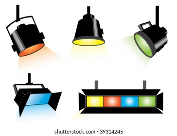 Five colored spotlights