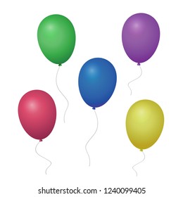 Five colorful air baloons. Decorative elements.