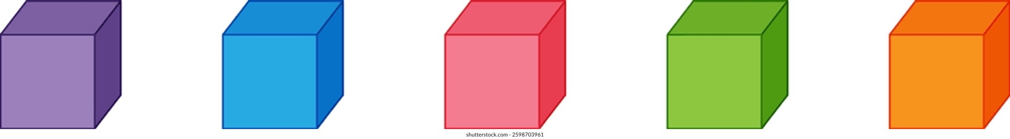 Five colorful blocks representing mathematical fractions