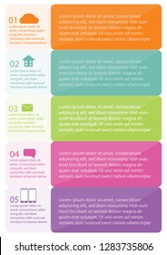 Five colorful elements with square geometric infographic and icon inside,workflow layout or diagram for web design,Infographic illustration Concept