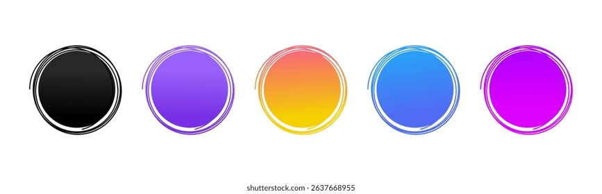 Five Colorful Gradient Oval Circles Abstract Design Elements