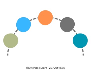 Five colorful rounded elements. Concept of successive steps of business project