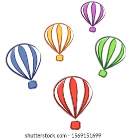 The five colors balloon in flight