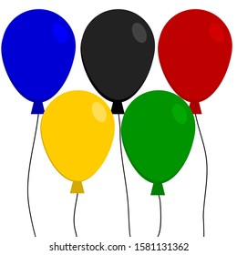 five colors of balloons vector flat copy space 