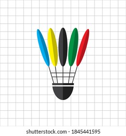 five colors of shuttlecock on the net 