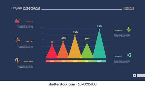 Five columns bar chart. Business data. Comparison, diagram, design. Creative concept for infographic, templates, presentation, report. Can be used for topics like analytics, statistics, finance.
