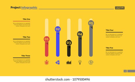 Five columns bar chart. Business data. Comparison, diagram, design. Creative concept for infographic, templates, presentation, report. Can be used for topics like analysis, accounting, research.