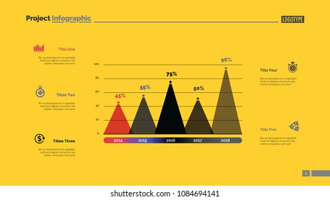 Five columns bar chart. Business data. Comparison, diagram, design. Creative concept for infographic, templates, presentation, report. Can be used for topics like analytics, statistics, finance.