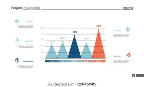 Five columns bar chart. Business data. Comparison, diagram, design. Creative concept for infographic, templates, presentation, report. Can be used for topics like analytics, statistics, finance.