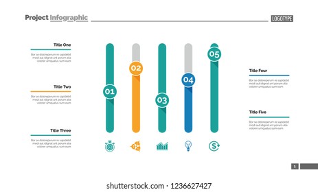 Five columns bar chart. Business data. Comparison, diagram, design. Creative concept for infographic, templates, presentation, report. Can be used for topics like analysis, accounting, research.