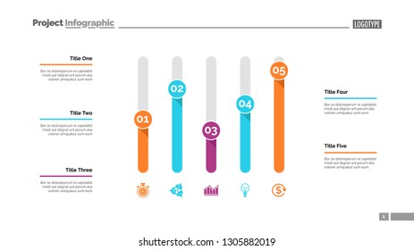 Five columns bar chart. Business data. Comparison, diagram, design. Creative concept for infographic, templates, presentation, report. Can be used for topics like analysis, accounting, research.
