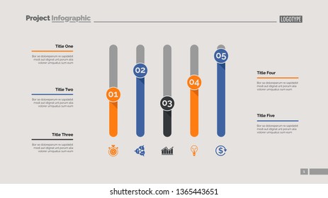 Five columns bar chart. Business data. Comparison, diagram, design. Creative concept for infographic, templates, presentation, report. Can be used for topics like analysis, accounting, research.