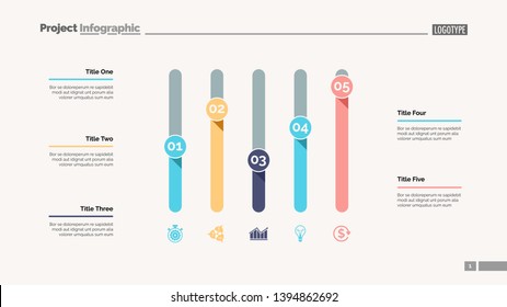 Five columns bar chart. Business data. Comparison, diagram, design. Creative concept for infographic, templates, presentation, report. Can be used for topics like analysis, accounting, research.