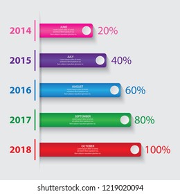 Five columns, chart, graph,. Infographics management, finance, analytics, presentation. Vector illustration.