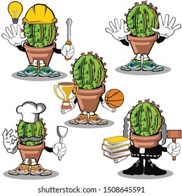 five cool and funky work of mini green cactus