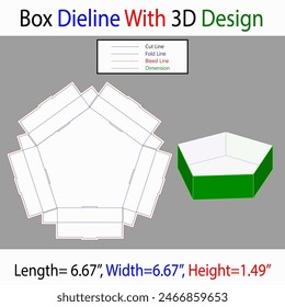  Five Cornner Box Dieline Template With 3d Design Editable Vector File