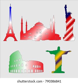 five country symbol and flag colors