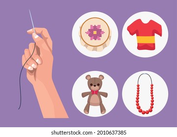 five craft projects set icons