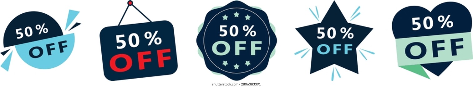 Five creative fifty percent off sale badges