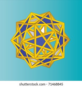 Five Cubes. A compound of 5 cubes. Polyhedron with pentagrams.