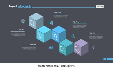 Five Cubes Process Chart Slide Template