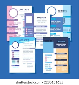 five curriculum vitae set templates