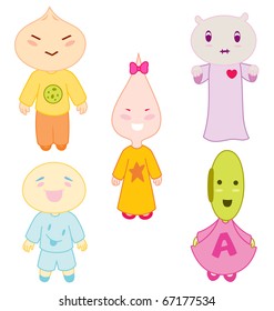Five cute character with their own special expression.