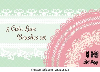five cute lace brushes set with pastel background card