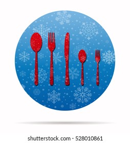 five cutlery christmas icon in circle