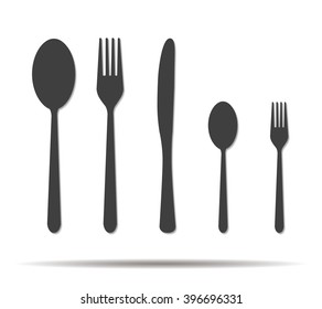 five cutlery double shadow icon vector