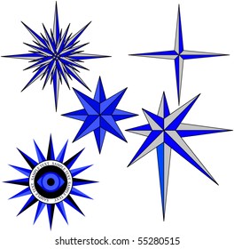 Five dark blue stars. The vector image.
