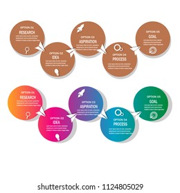 Five data chart template Web Modern creative element infographic, processes option. isolated on white background. vector